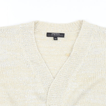 Womens UK Size 10 Papaya Beige Cardigan Jumper