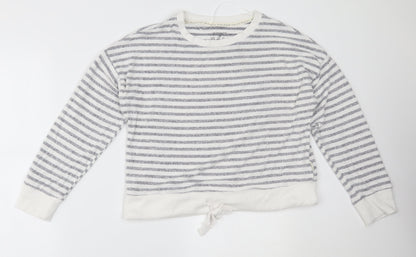 Primark Womens White Striped  Pullover Jumper Size M