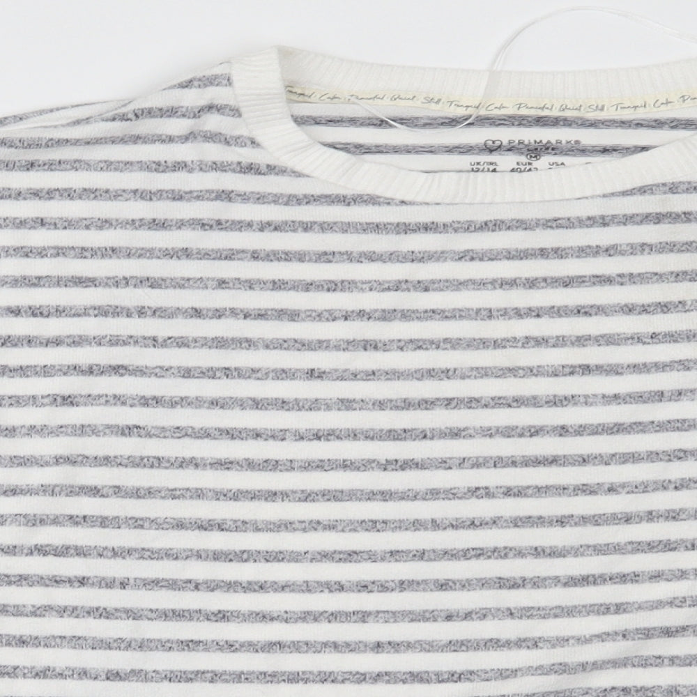 Primark Womens White Striped  Pullover Jumper Size M