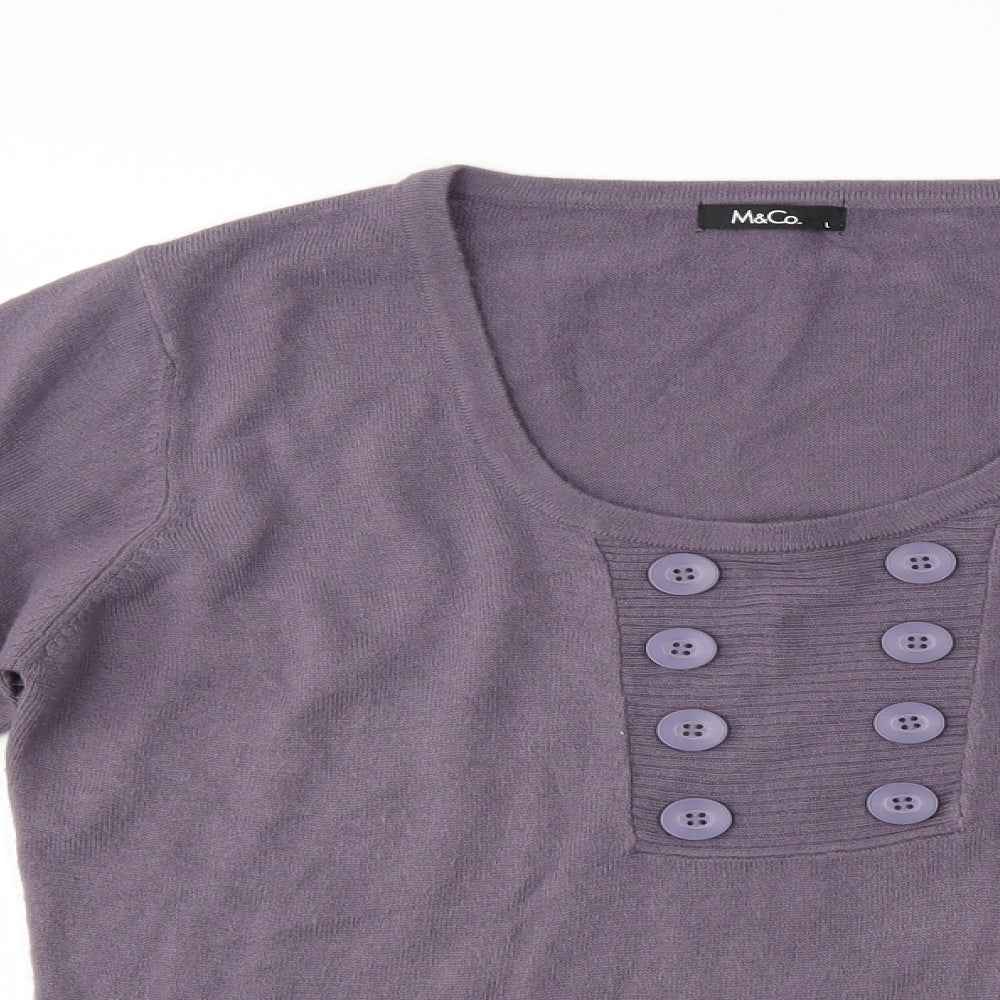 Womens UK Size L M&Co Purple Pullover Jumper