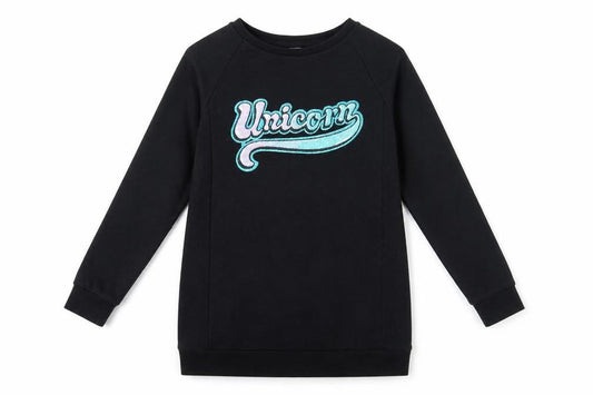 F&F Girls Black   Tunic Jumper Size 10-11 Years  - unicorn