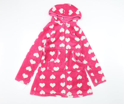 E-vie Womens Pink Polka Dot  Full Zip Hoodie Size 8