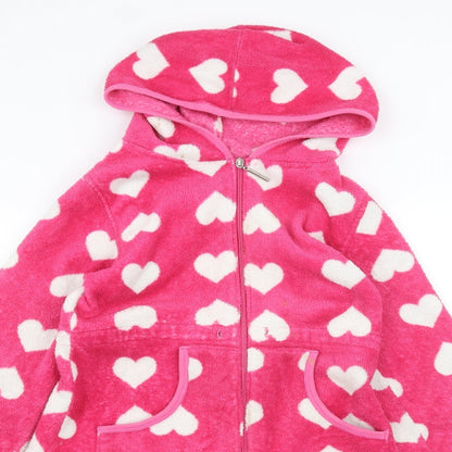 E-vie Womens Pink Polka Dot  Full Zip Hoodie Size 8