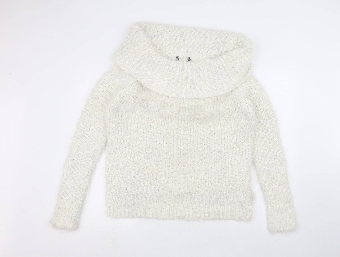 Womens UK Size L Preworn White Pullover Jumper