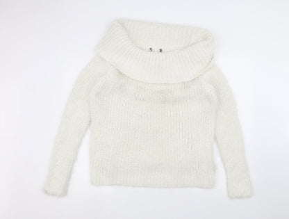 Womens UK Size L Preworn White Pullover Jumper