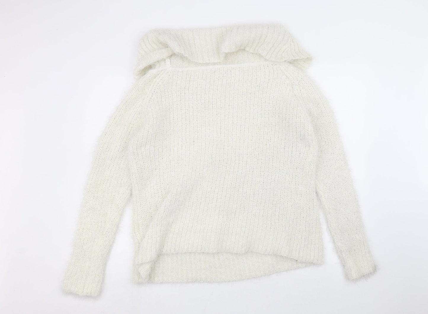 Womens UK Size L Preworn White Pullover Jumper