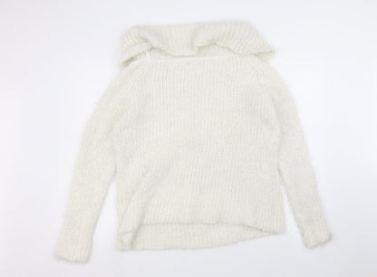 Womens UK Size L Preworn White Pullover Jumper