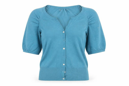 Womens UK Size 10 Preworn Blue Cardigan Jumper