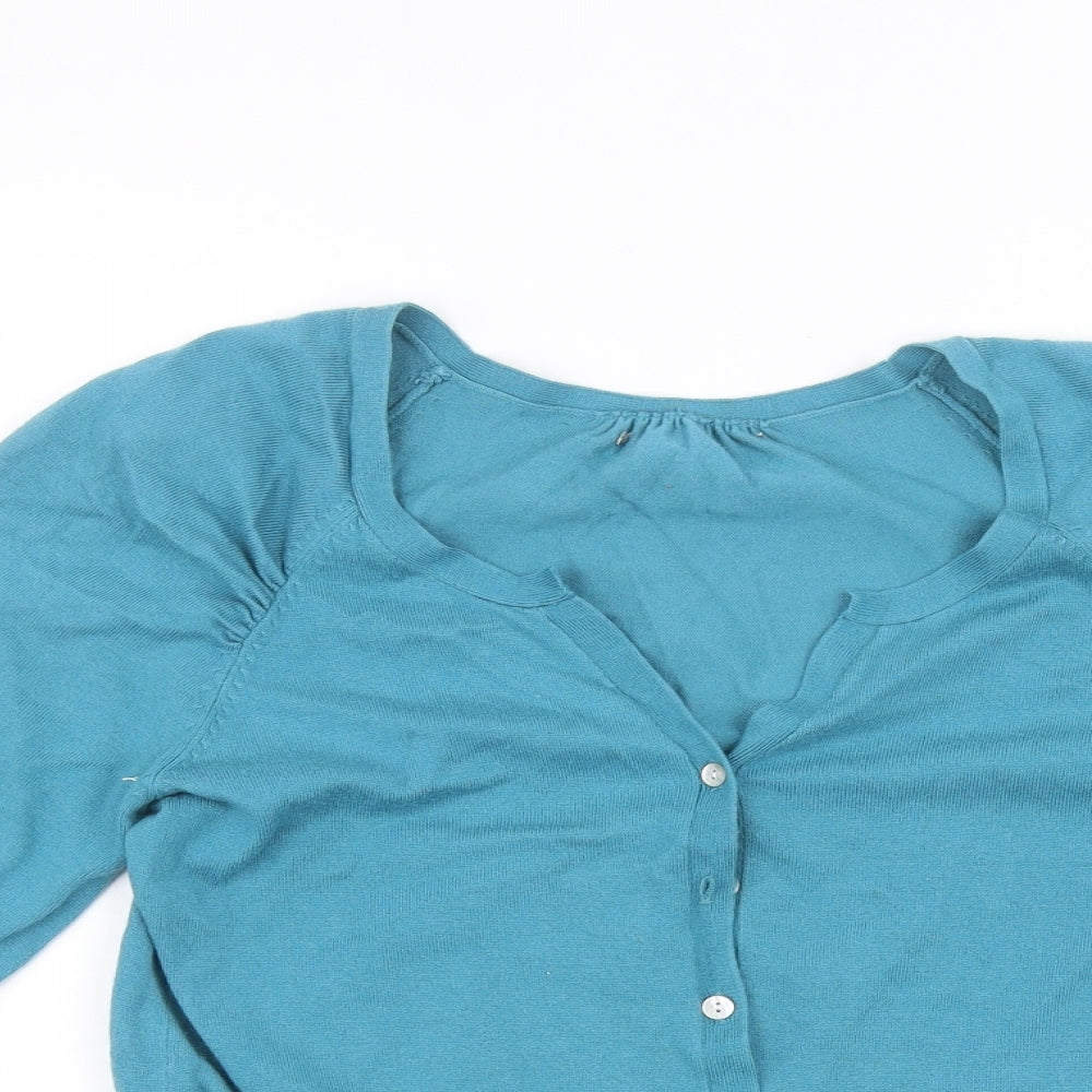 Womens UK Size 10 Preworn Blue Cardigan Jumper