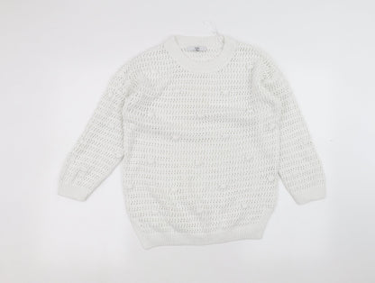 Womens UK Size S Marks and Spencer White Pullover Jumper