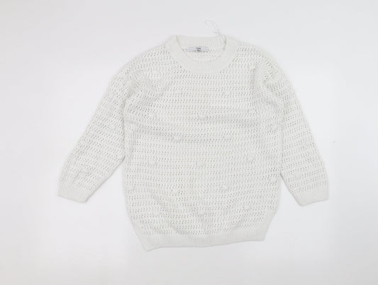 Womens UK Size S Marks and Spencer White Pullover Jumper