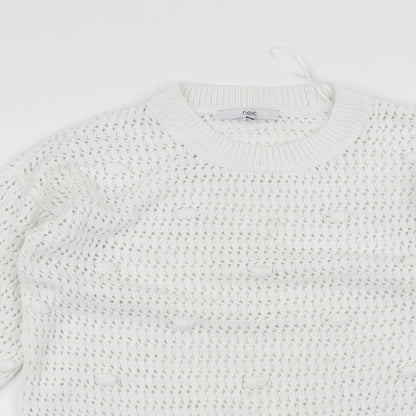 Womens UK Size S Marks and Spencer White Pullover Jumper