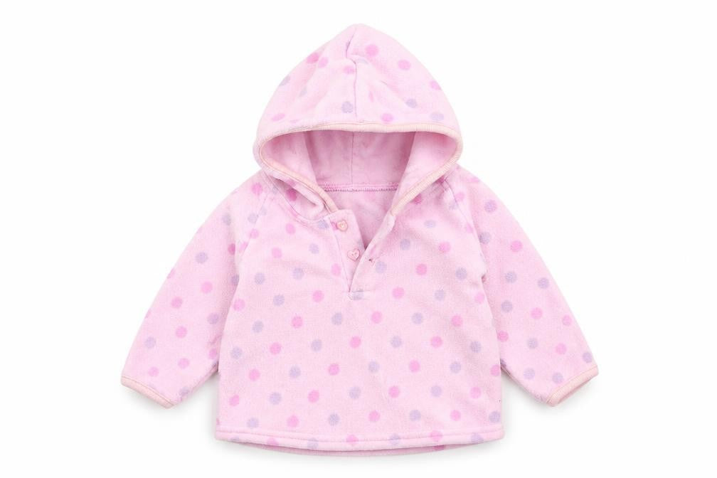 Marks and Spencer Girls Pink Polka Dot Fleece Pullover Jumper Size 3-6 Months  - Hoodie