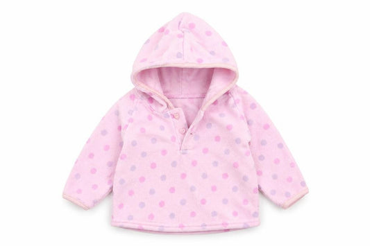 Marks and Spencer Girls Pink Polka Dot Fleece Pullover Jumper Size 3-6 Months  - Hoodie