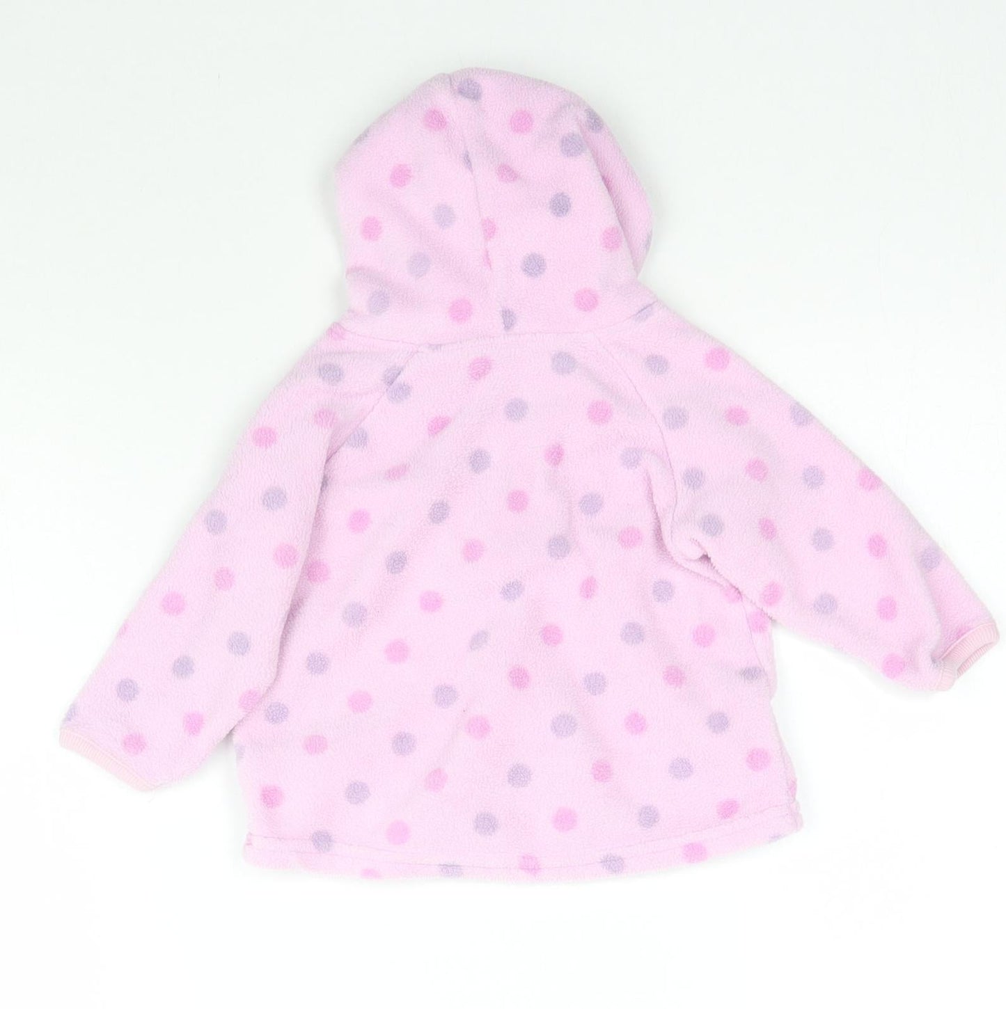 Marks and Spencer Girls Pink Polka Dot Fleece Pullover Jumper Size 3-6 Months  - Hoodie