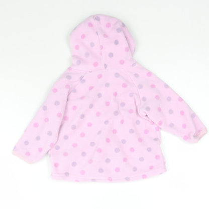 Marks and Spencer Girls Pink Polka Dot Fleece Pullover Jumper Size 3-6 Months  - Hoodie