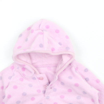 Marks and Spencer Girls Pink Polka Dot Fleece Pullover Jumper Size 3-6 Months  - Hoodie