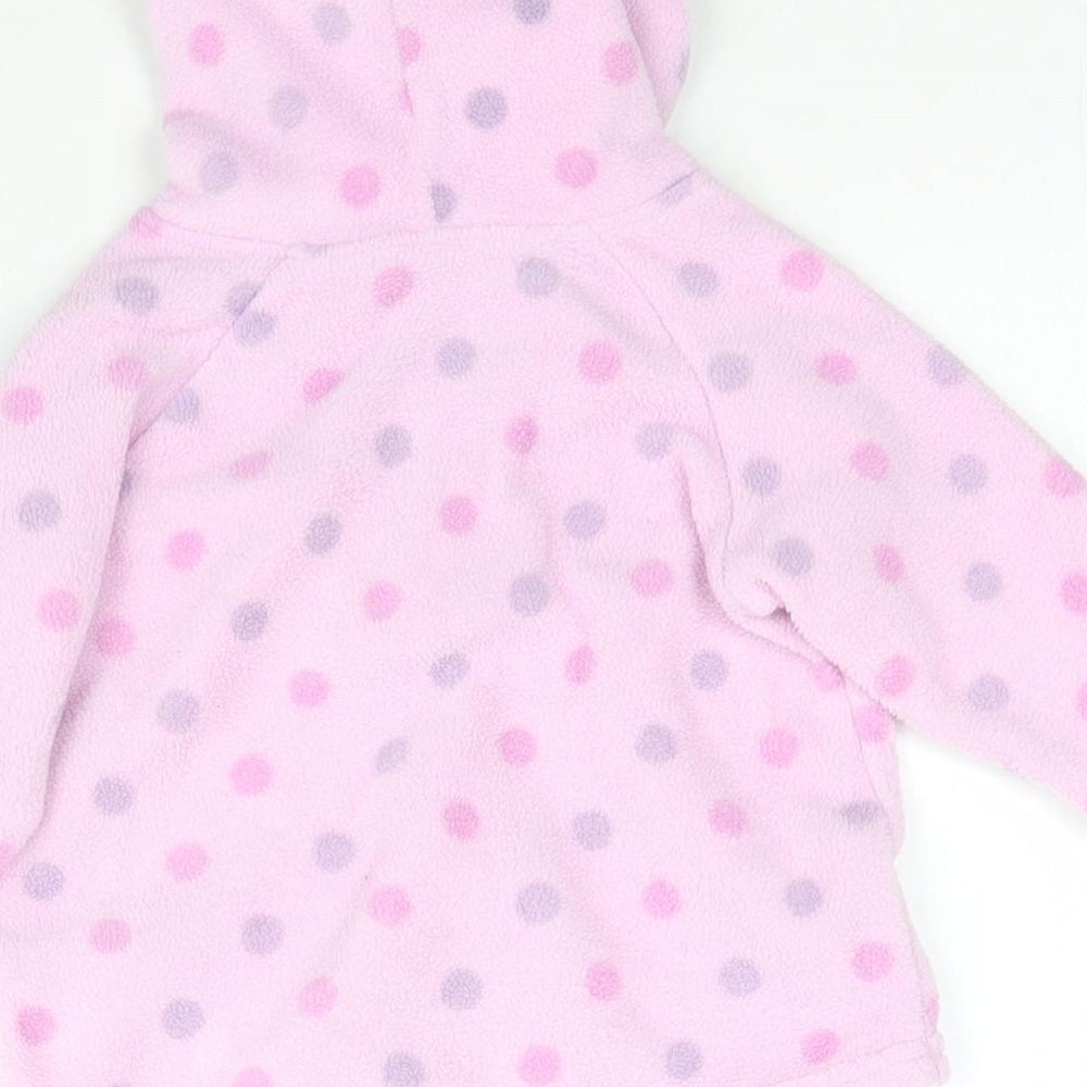 Marks and Spencer Girls Pink Polka Dot Fleece Pullover Jumper Size 3-6 Months  - Hoodie