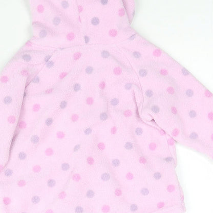 Marks and Spencer Girls Pink Polka Dot Fleece Pullover Jumper Size 3-6 Months  - Hoodie