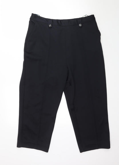 Womens UK Size 18 BM Regular Fit Capri Blue Trousers