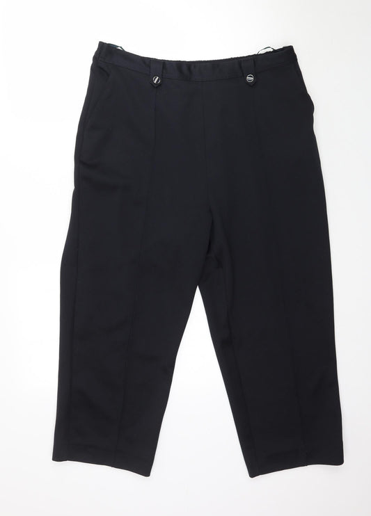 Womens UK Size 18 BM Regular Fit Capri Blue Trousers