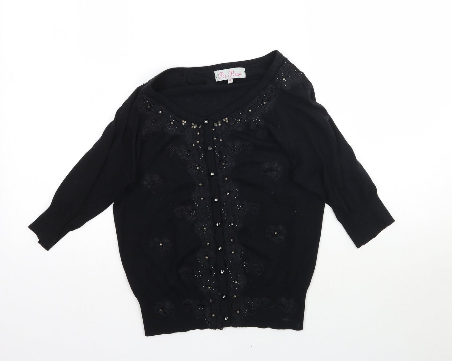 Womens UK Size 10 Be Beau Black Cape Jumper