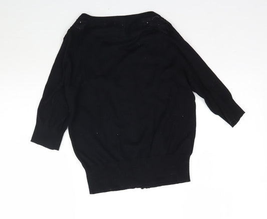 Be Beau Womens Black  Knit Cape Jumper Size 10