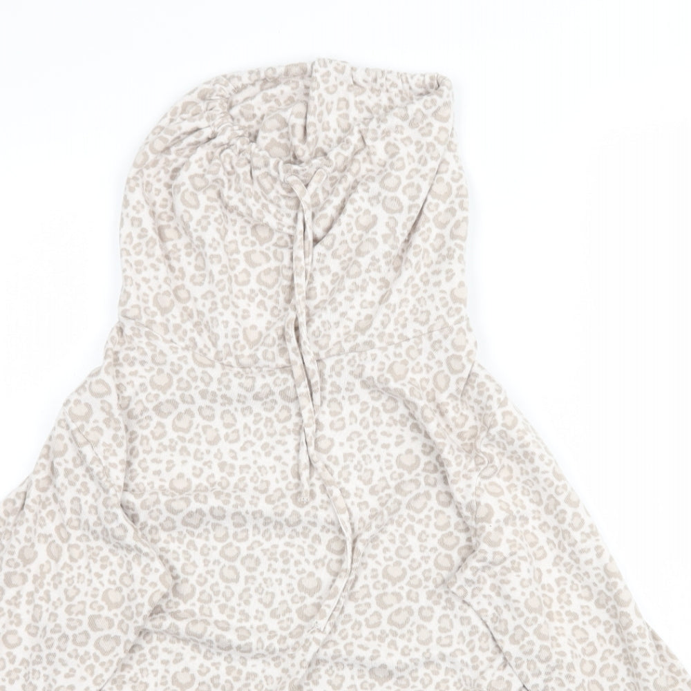 F&F Womens Beige Animal Print  Pullover Hoodie Size XS