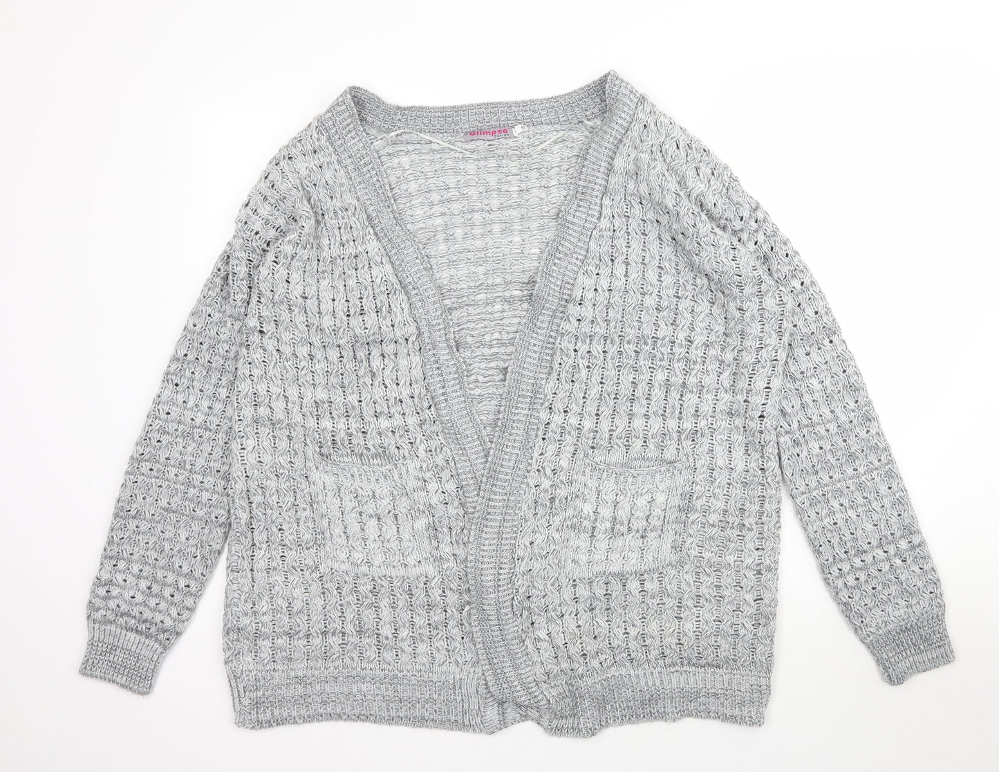 Glimpse Womens Grey  Knit Cardigan Jumper Size L