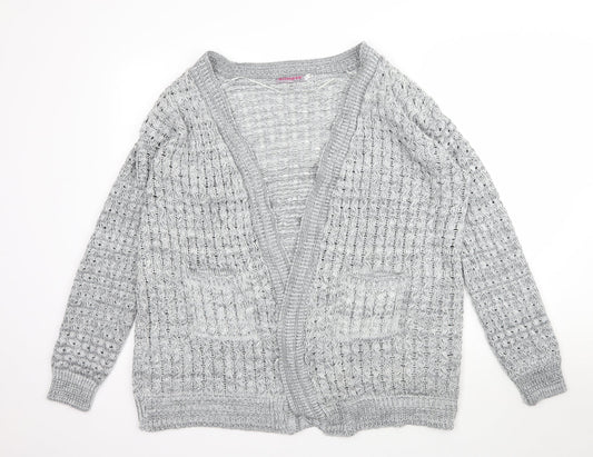 Glimpse Womens Grey  Knit Cardigan Jumper Size L