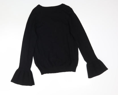 George Womens Black  Knit Pullover Jumper Size 10  - Floral Embroidery