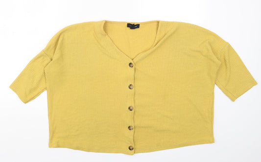 Womens UK Size M New Look Yellow Cardigan Jumper