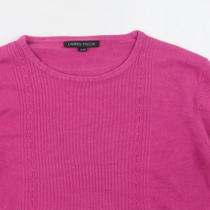 Womens UK Size S Lauren Taylor Pink Pullover Jumper