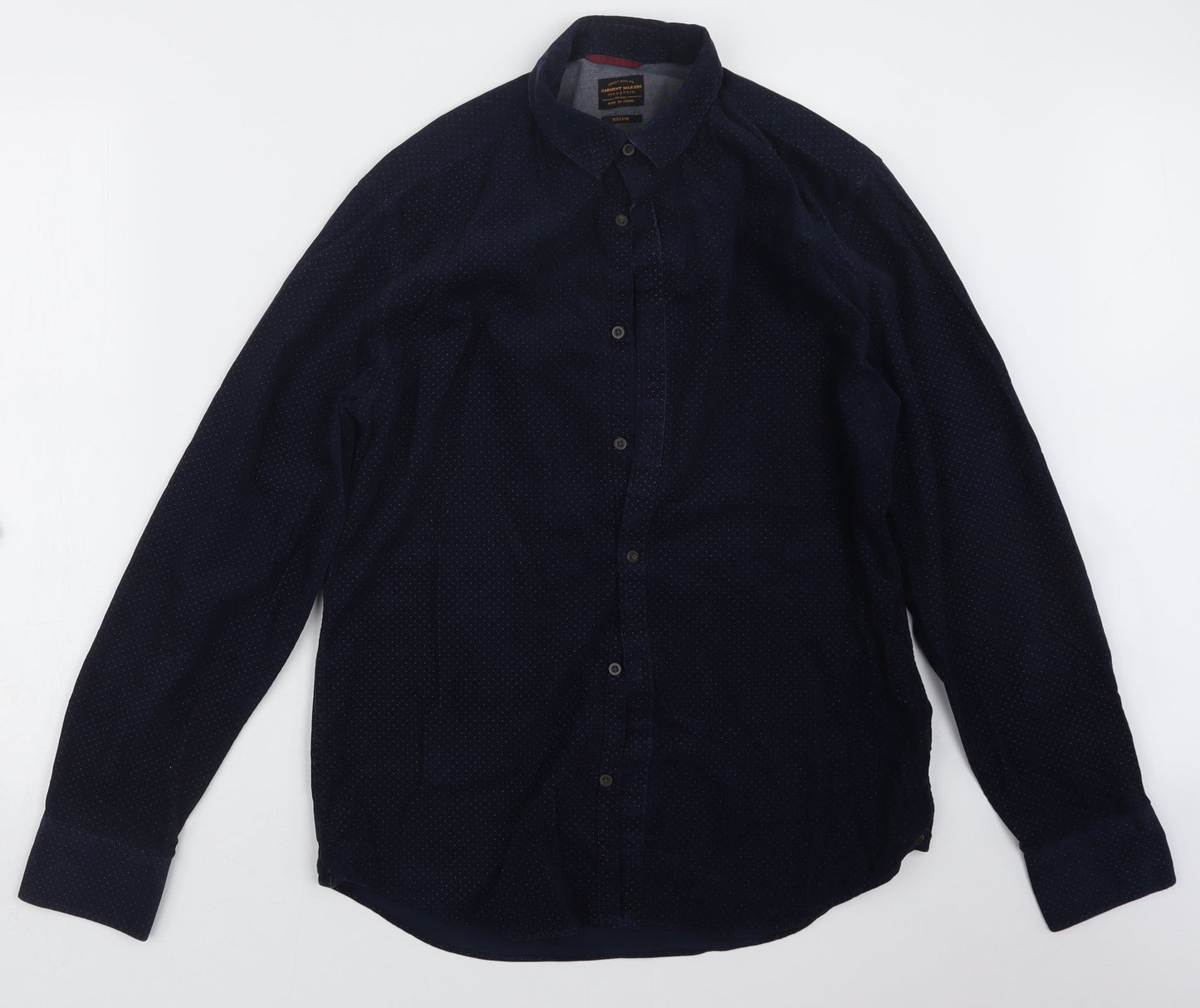Mens UK Size M Garment Makers Blue  Button-Up Long Sleeve Casual Shirt