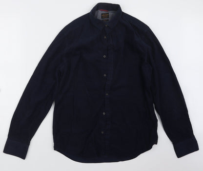 Mens UK Size M Garment Makers Blue  Button-Up Long Sleeve Casual Shirt