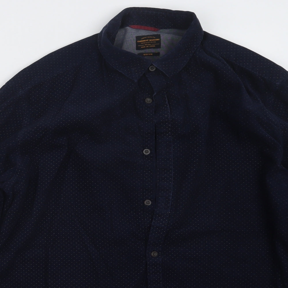 Mens UK Size M Garment Makers Blue  Button-Up Long Sleeve Casual Shirt