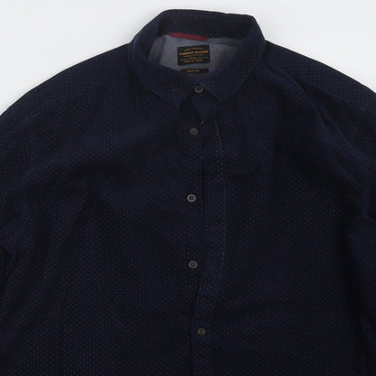 Mens UK Size M Garment Makers Blue  Button-Up Long Sleeve Casual Shirt