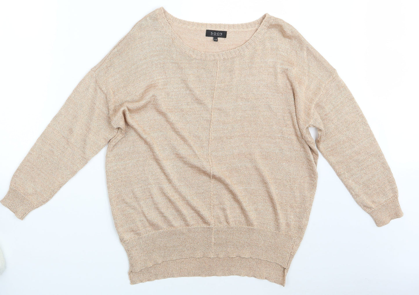 Womens UK Size 12 Soon Gold Pullover Jumper