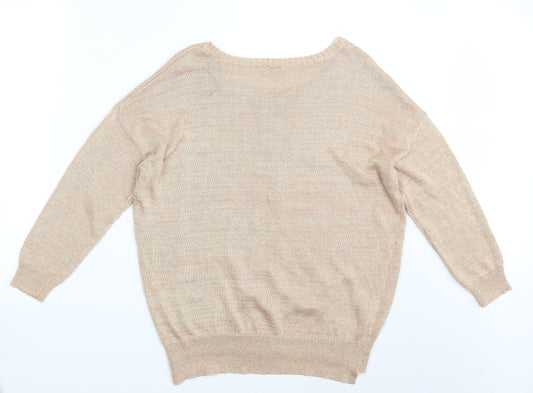 Womens UK Size 12 Soon Gold Pullover Jumper