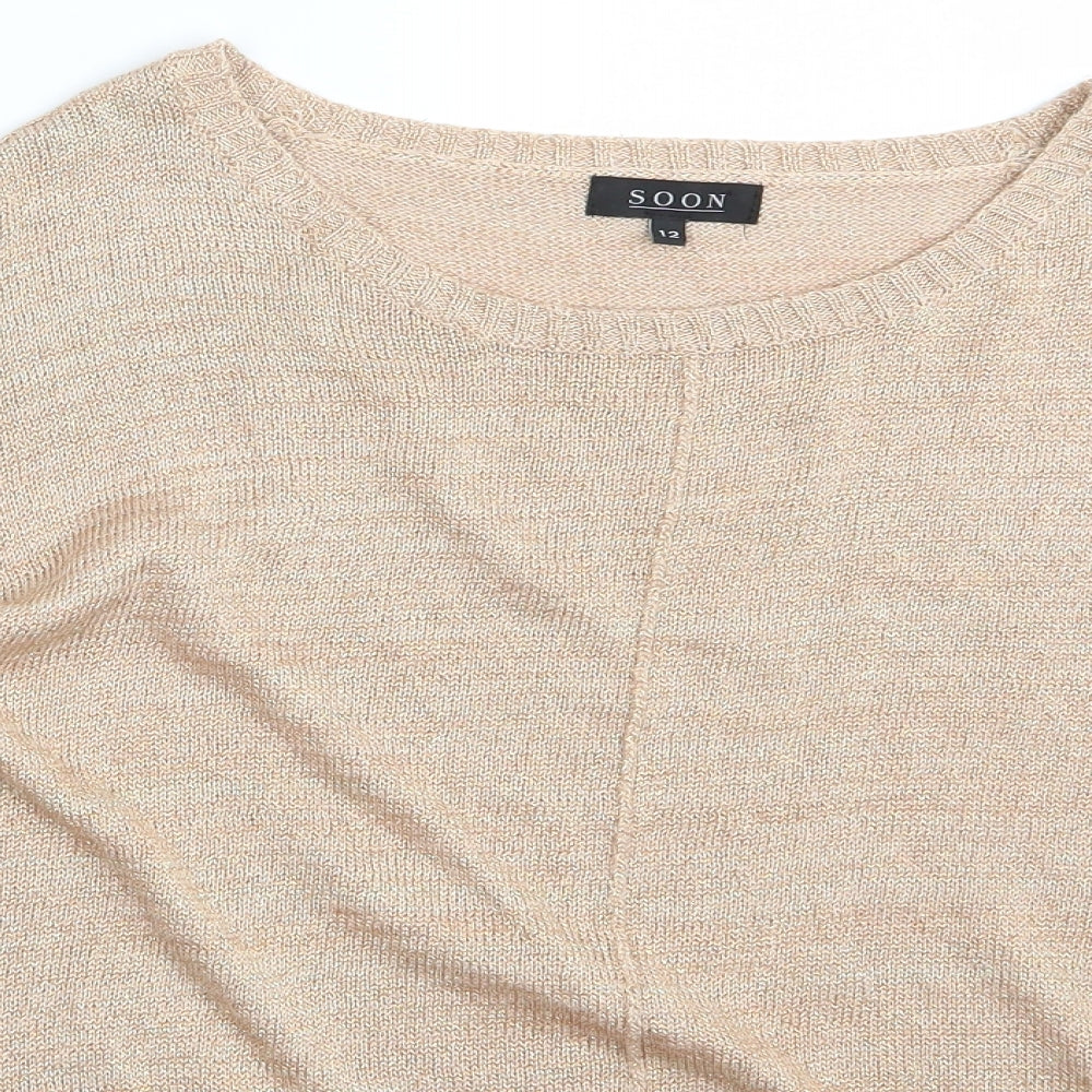 Womens UK Size 12 Soon Gold Pullover Jumper