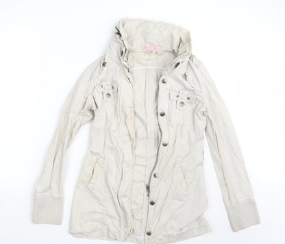 Front view of Stark women’s white overcoat coat, size UK 8