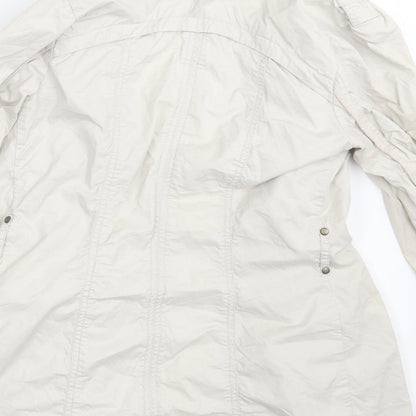 Brand and care label for Stark women’s white overcoat coat, size UK 8