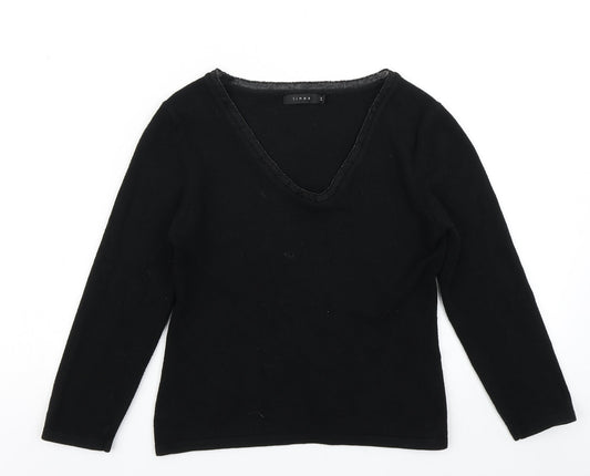 Linea Womens Black  Knit Pullover Jumper Size S