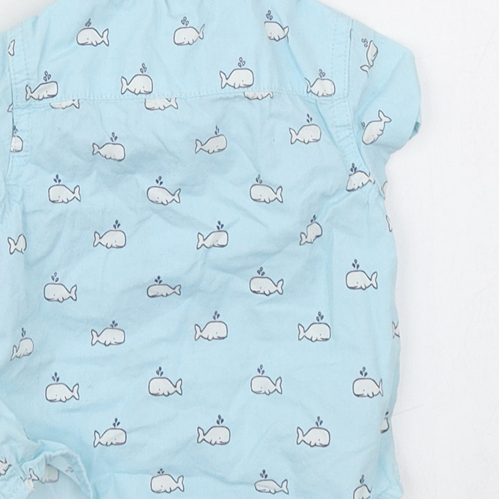 John Lewis Boys Blue Spotted  Basic Button-Up Size 0-3 Months  - Whale print