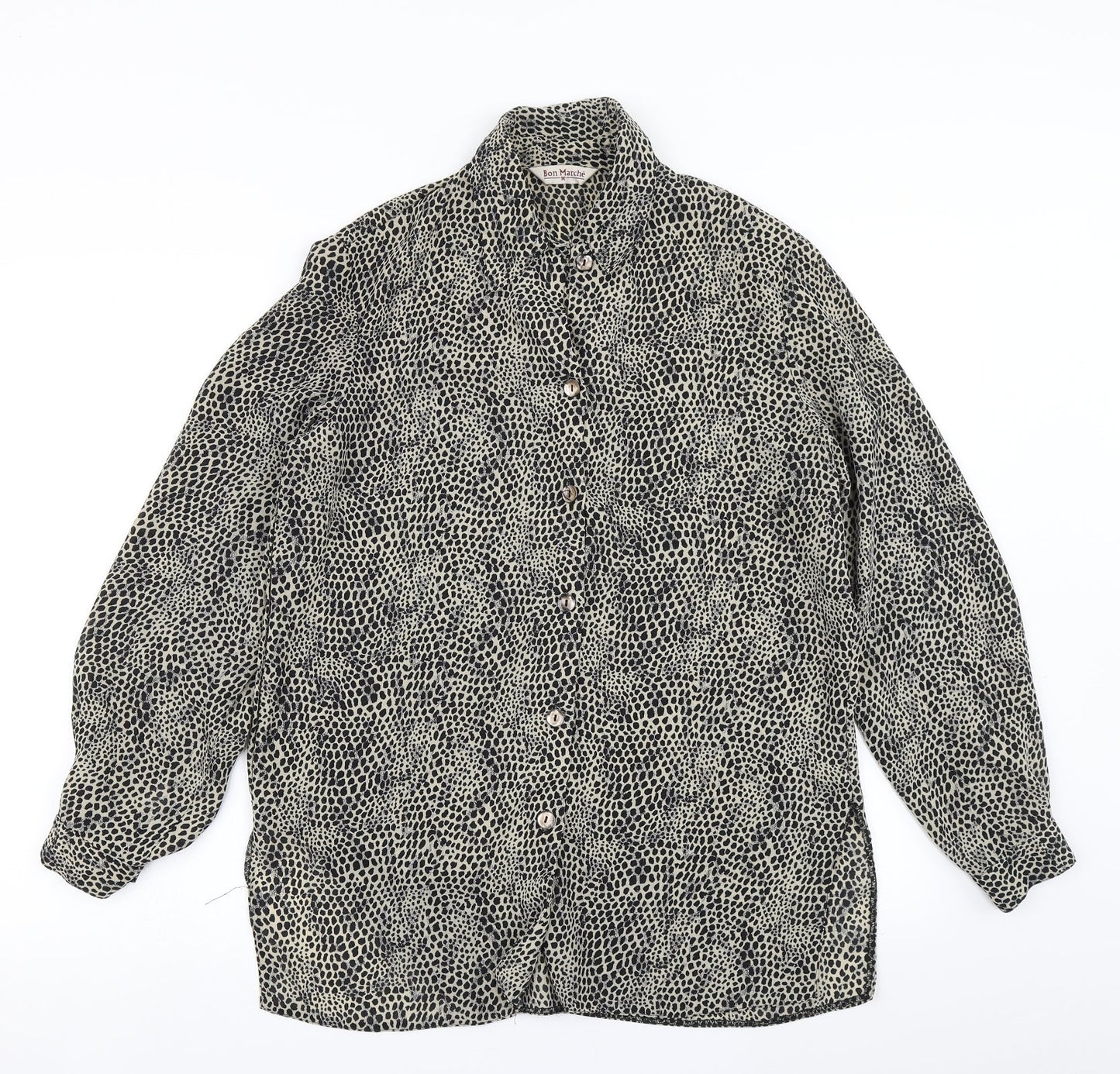 Bonmarché Womens Black Animal Print  Basic Blouse Size 12