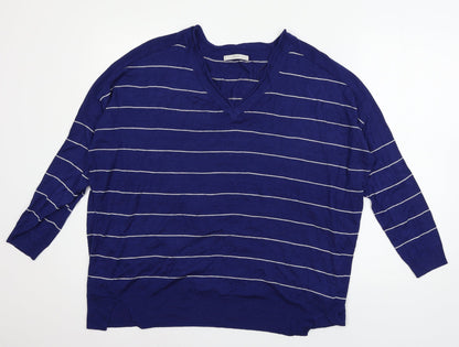 George Womens Blue Striped Knit Pullover Jumper Size 16