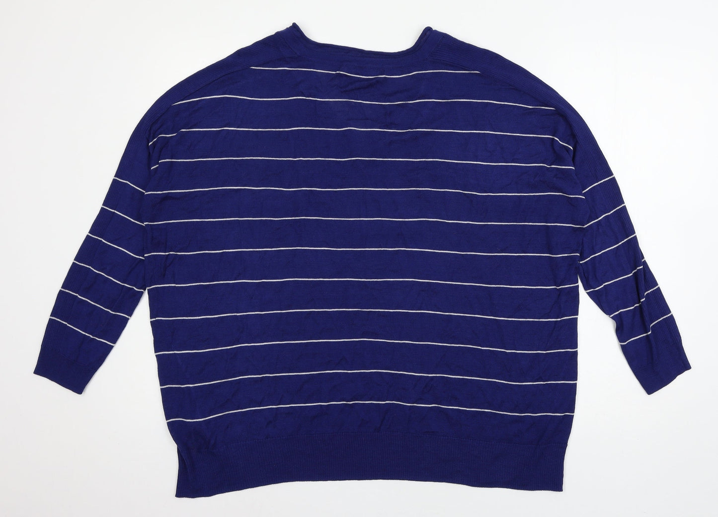 George Womens Blue Striped Knit Pullover Jumper Size 16