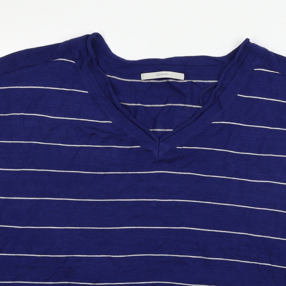 George Womens Blue Striped Knit Pullover Jumper Size 16