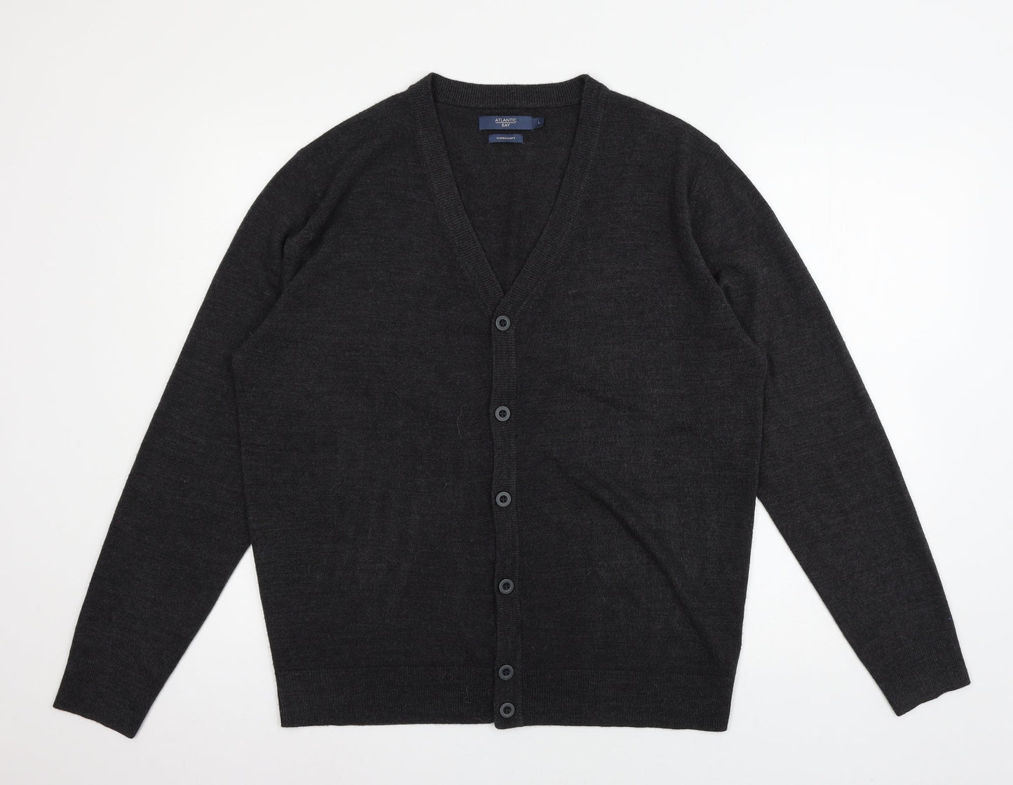 Atlantic Bay Womens Grey  Knit Cardigan Jumper Size L