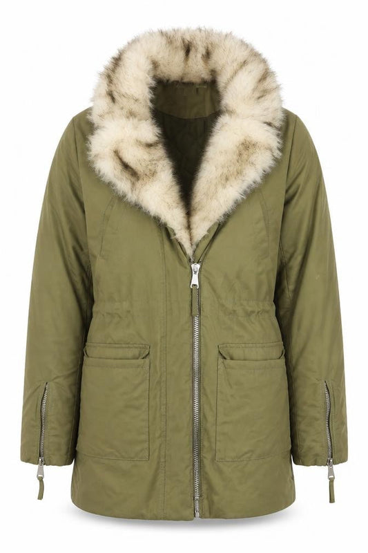 Womens UK Size 4 H&M Green Parka Coat